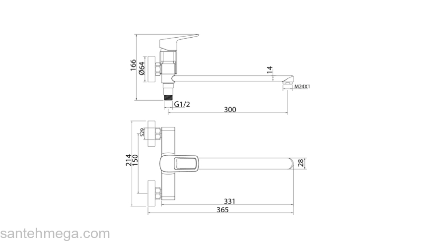 Смеситель для ванны с длинным изливом Spin IDDIS SPISBL2i10WA. Фото