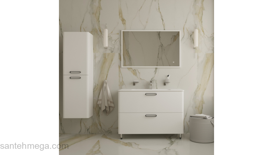 Тумба напольная с умывальником белая 100 см Brick IDDIS BRI10WFi95K. Фото