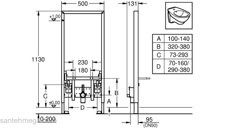 Инсталляция для биде GROHE Rapid SL 38553001. Фото