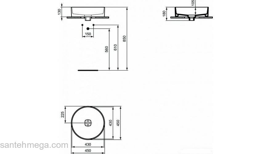 Раковина накладная IDEAL STANDARD Strada 45х45 T295901. Фото