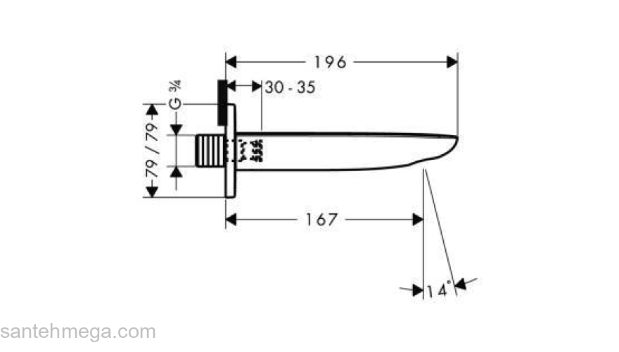 Излив на ванну HANSGROHE PuraVida 15412400. Фото