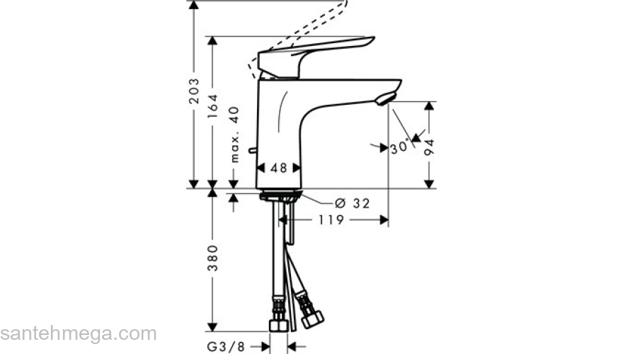 Смеситель для раковины Hansgrohe Logis E 71161000. Фото