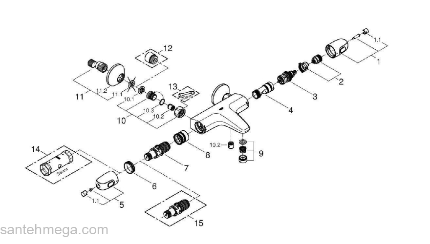 Термостатический смеситель для ванны GROHE Grohtherm 1000 34155003. Фото