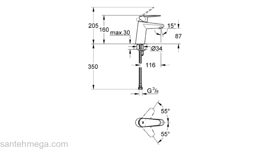 Смеситель для раковины GROHE Eurodisc Cosmopolitan 3246920E. Фото