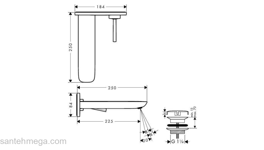 Смеситель для раковины HANSGROHE PuraVida 15085400 (внешняя часть). Фото