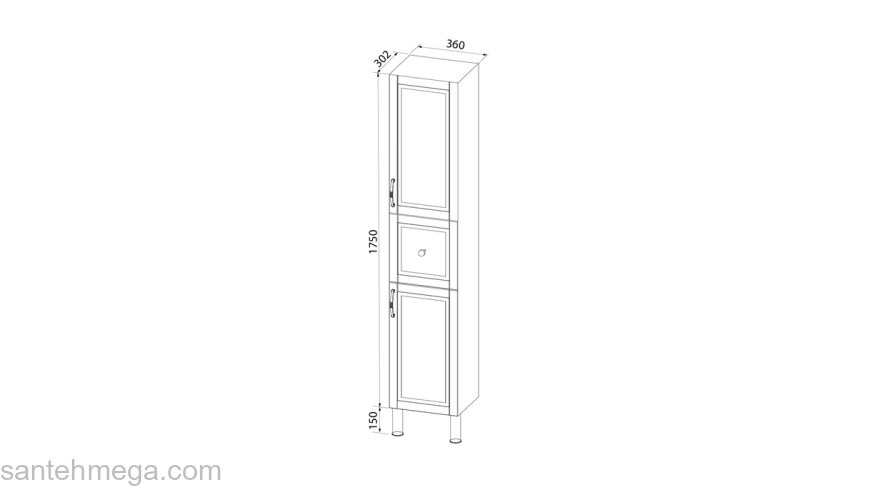 Пенал напольный 36 см светло-серый Oxford IDDIS OXF36L0i97. Фото