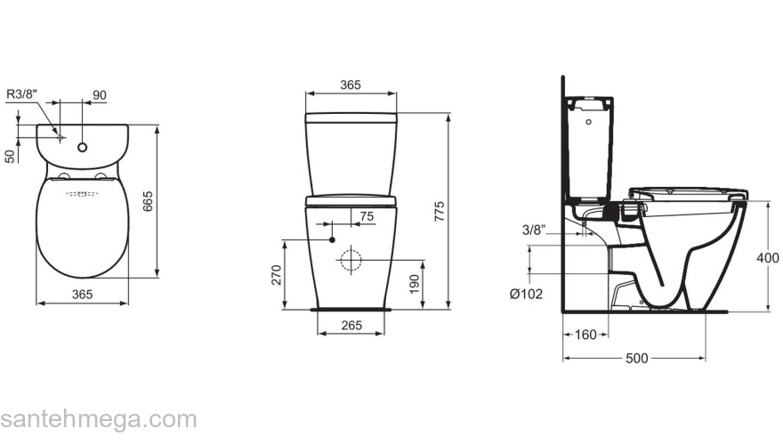 Унитаз напольный с функцией биде IDEAL STANDARD Connect E781801. Фото