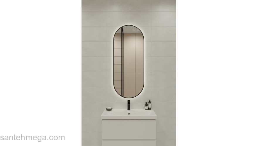 Зеркало CERSANIT Eclipse Smart 50х122 в черной рамке A64151. Фото