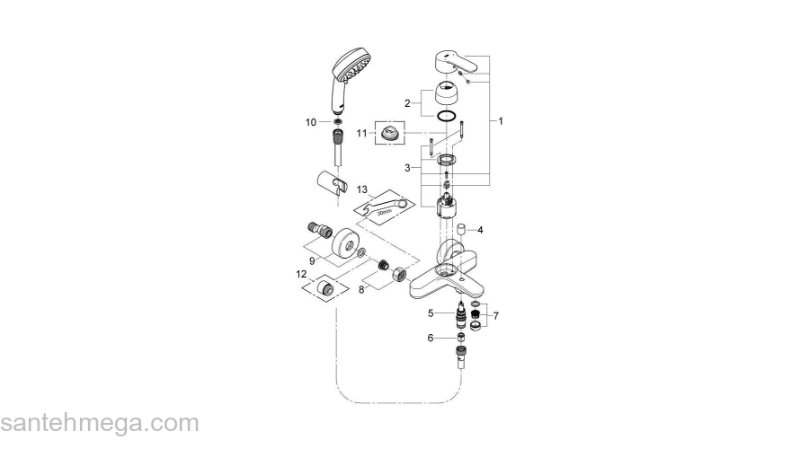 GROHE 3359220A Eurostyle Cosmopolitan Смеситель для ванны с ручным душем New Tempesta Cosmo II. Фото