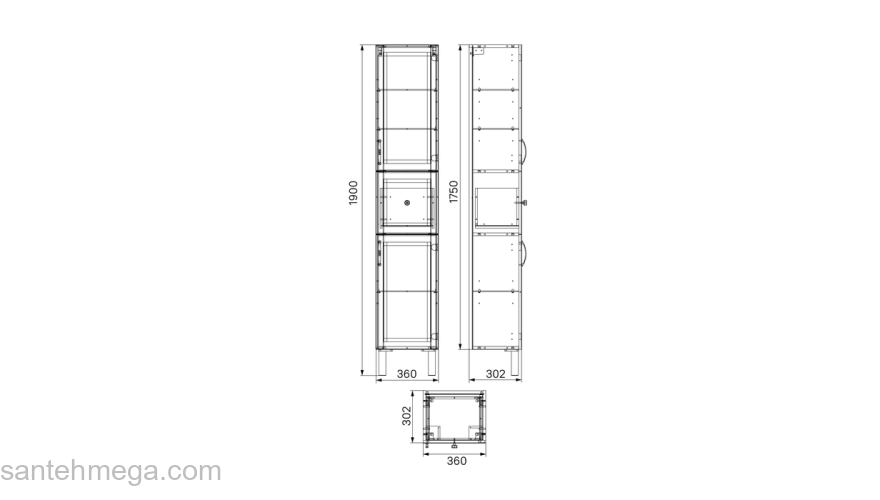 Пенал напольный 36 см светло-серый Oxford IDDIS OXF36L0i97. Фото