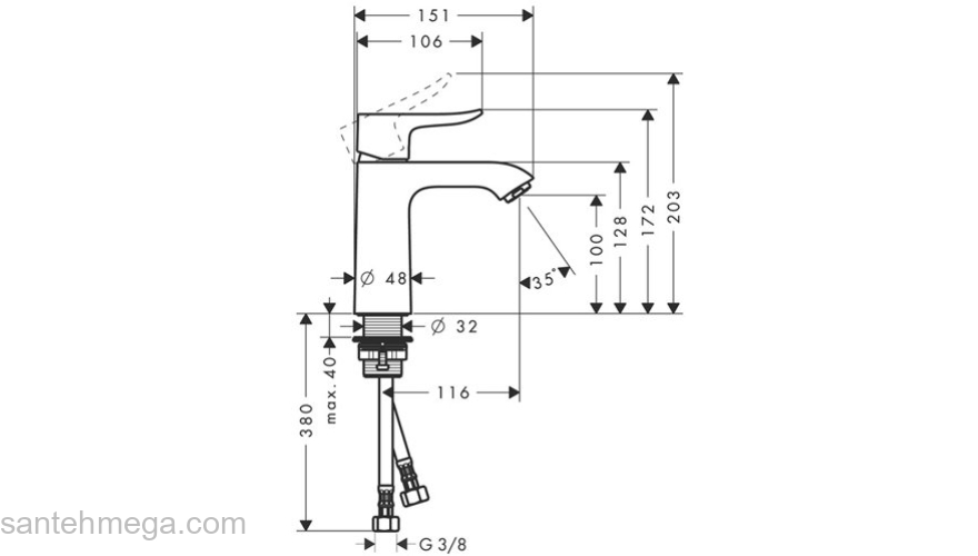 Смеситель для раковины Hansgrohe Metris 110 31084000. Фото