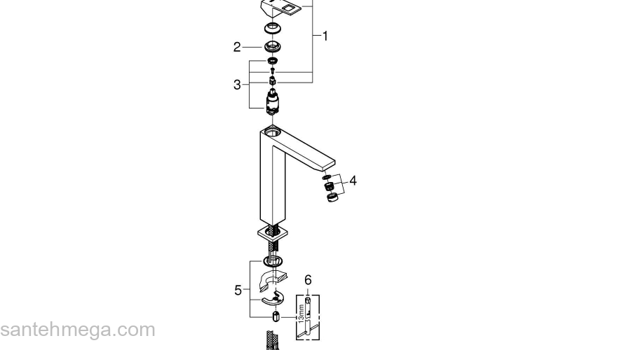 GROHE 23406000 Eurocube Смеситель однорычажный для раковины, свободностоящий. Фото