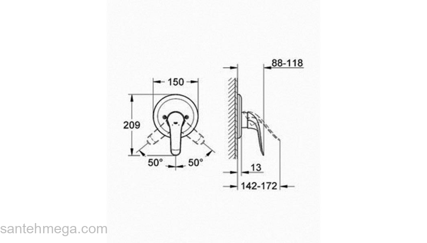 Смеситель для душа GROHE EuroEco Special 32784000 (внешняя часть). Фото