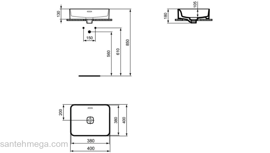 Раковина накладная IDEAL STANDARD Strada 40х40 T296201. Фото