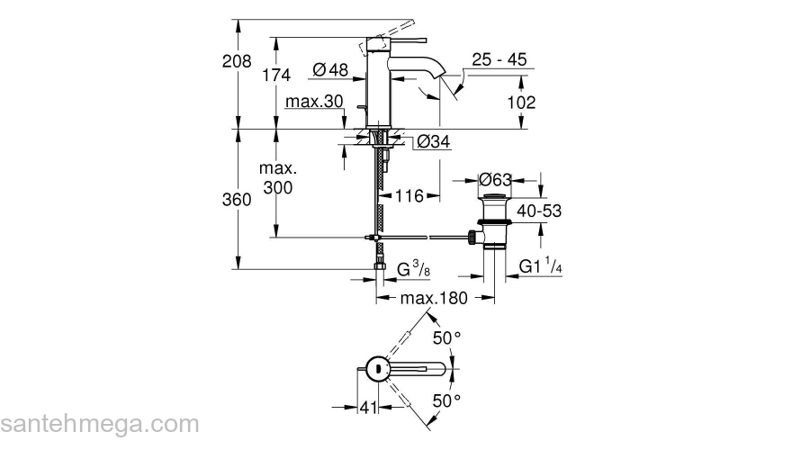 GROHE 23589EN1 Essence New Смеситель для раковины S-Size II, сливной гарнитур. Фото