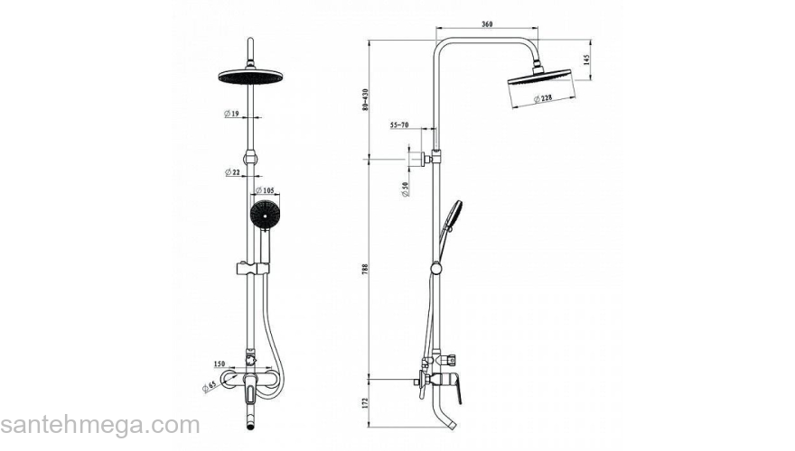 Смеситель для ванны с верхним душем Male IDDIS MALSB3Fi06. Фото