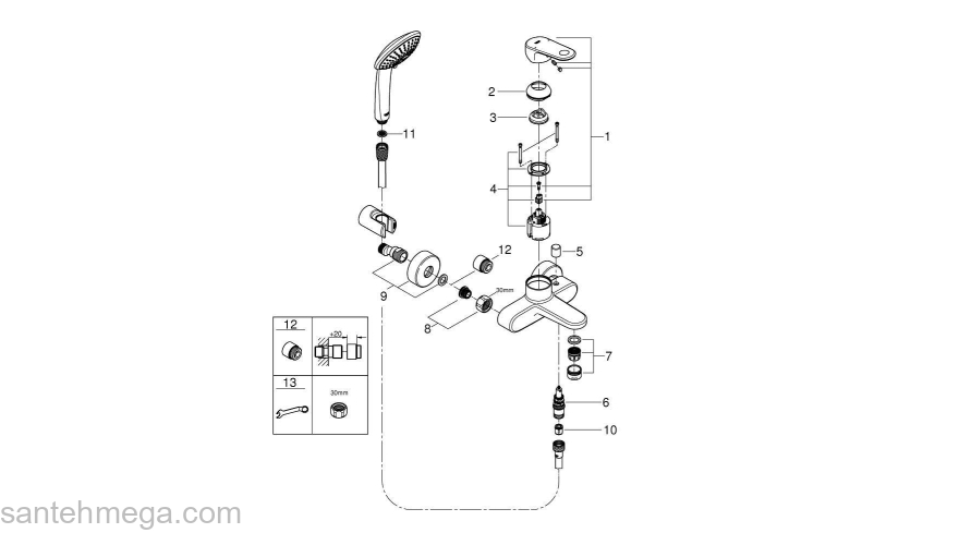 Смеситель для ванны GROHE Europlus II 33547002. Фото