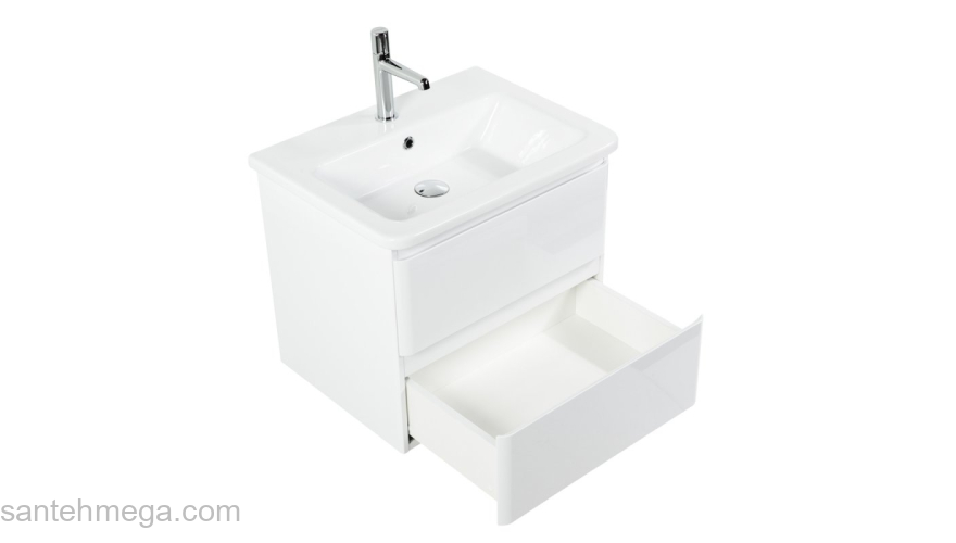 Тумба под раковину подвесная BELBAGNO ALBANO-CER-600-2C-SO-RVB Rovere Vintage Bianco. Фото