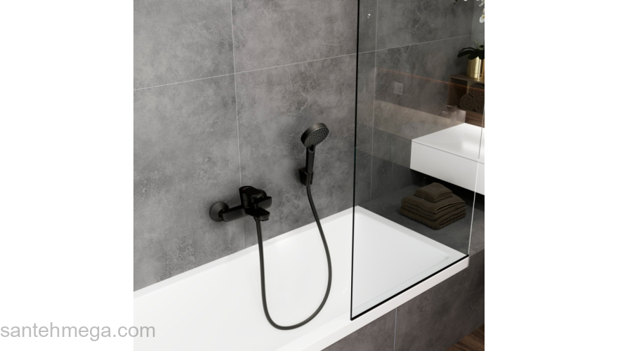 Смеситель для ванны однорычажный Hansgrohe Vernis Blend ВМ 71440670 черный. Фото