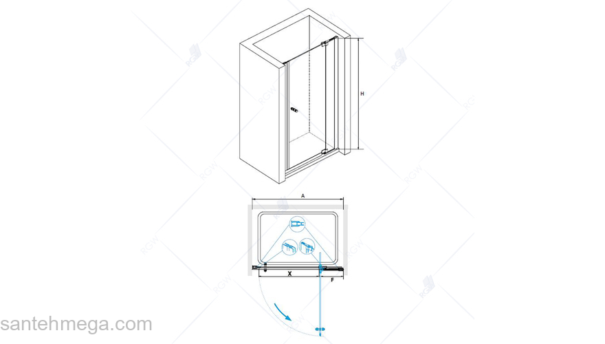 Душевая дверь  RGW HOTEL HO-06 01060608-11 80 см. Фото