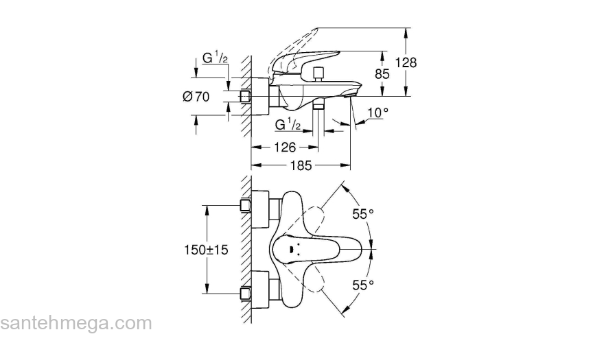 GROHE 23726LS3 Eurostyle 2015 Solid Смеситель для ванны. Фото