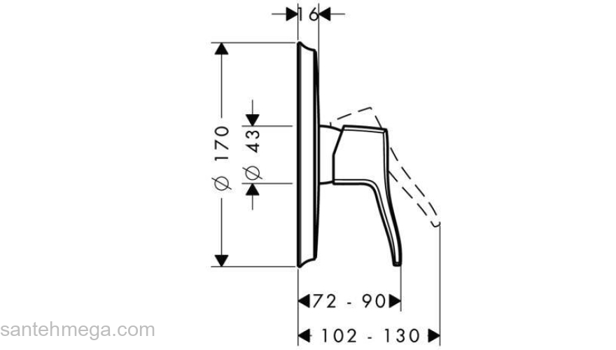 Смеситель для душа HANSGROHE Metris Classic 31676000. Фото