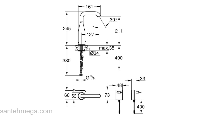 GROHE 36444000 Essence E Инфракрасная электроника для раковины со смешиванием, с адаптером 230V. Фото