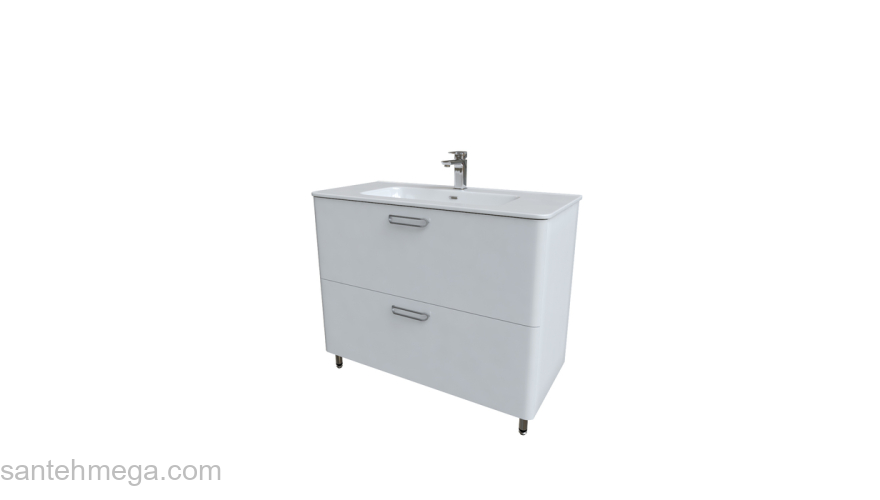 Тумба напольная с умывальником белая 100 см Brick IDDIS BRI10WFi95K. Фото