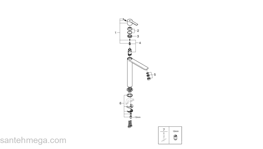 GROHE 23405001 Lineare New Смеситель однорычажный для раковины, свободностоящий. Фото