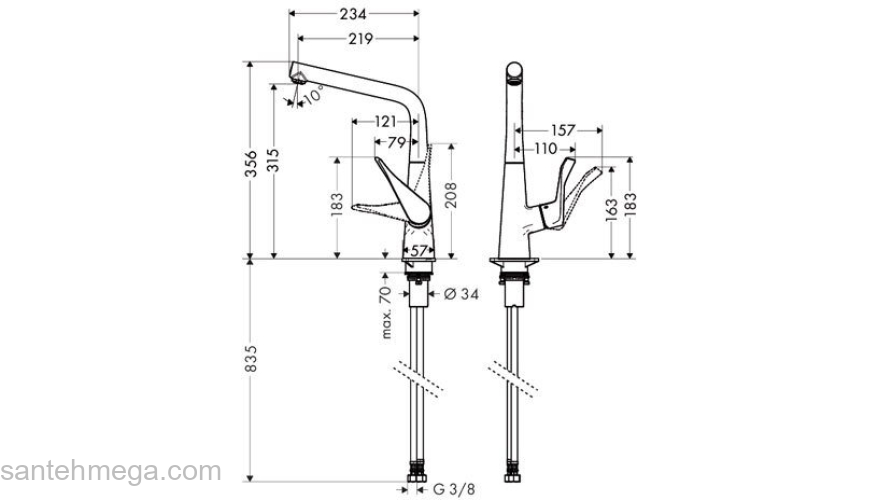 Смеситель для кухни Hansgrohe Metris сталь 14822800. Фото