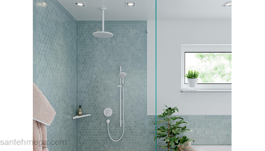 Угловая корзинка AddStoris Hansgrohe 41741000, хром для ванной комнаты. Фото