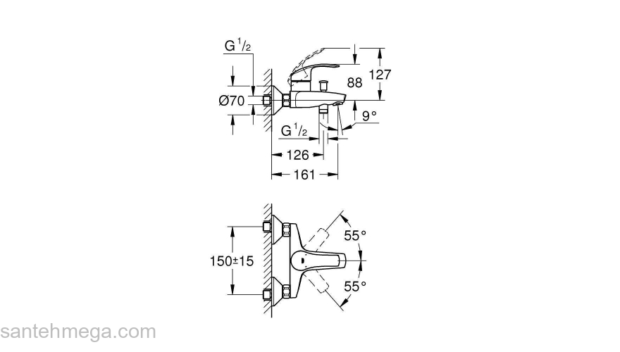 Смеситель для ванны GROHE Eurosmart 2015 33300002. Фото