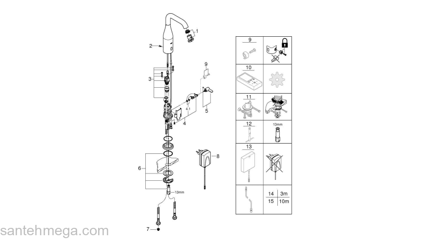 GROHE 36444000 Essence E Инфракрасная электроника для раковины со смешиванием, с адаптером 230V. Фото