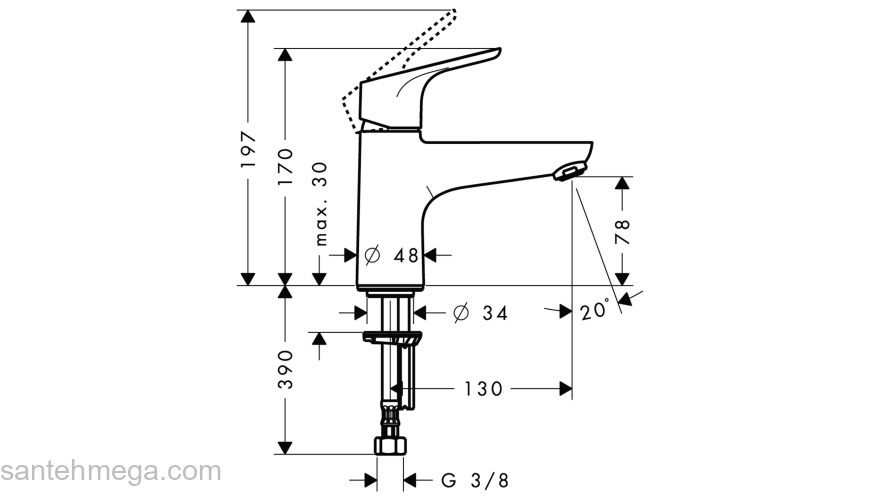 Смеситель Hansgrohe Focus E2 для раковины 31931000, хром. Фото