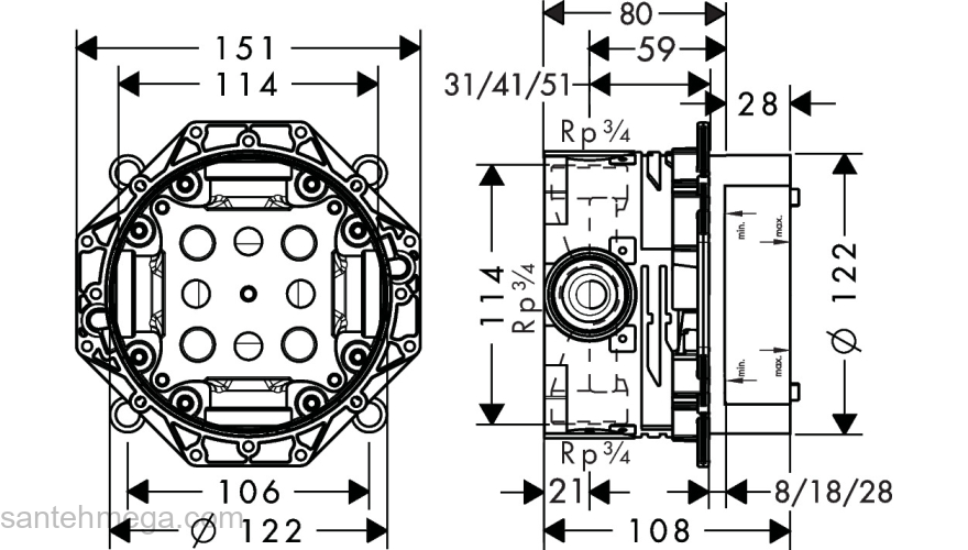 27959670 HANSGROHE  Set 8 в 1 (27623670+27413670+26530670+15743670+01800180+28331670+27454670+28272670) душевой комплект, матовый черный. Фото