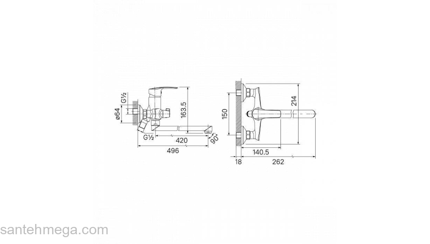 Смеситель для ванны с длинным изливом и керамическим дивертором Ray Iddis RAYSBL2i10WA. Фото