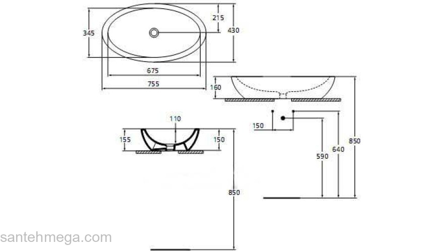 Раковина накладная IDEAL STANDARD Strada 75х42 K078501. Фото