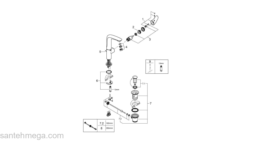 GROHE 23718003 Eurostyle 2015 Solid Смеситель для раковины со сливным гарнитуром, L-Size. Фото