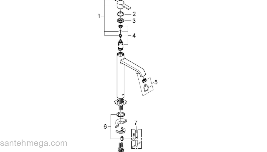 GROHE 23403000 Allure Смеситель однорычажный для раковины, свободностоящий. Фото