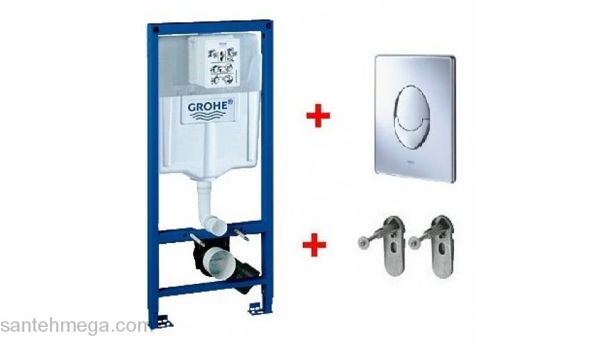 Инсталляция 3 в 1 в сборе для подвесного унитаза GROHE Rapid SL 38721001. Фото