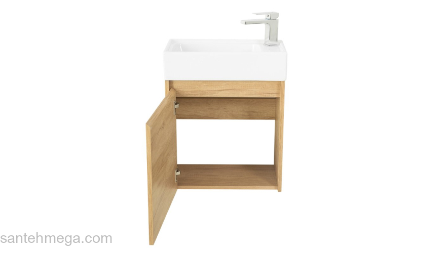 Тумба под раковину подвесная левосторонняя BELBAGNO KRAFT MINI-500/260-1A-SO-RNN-L Rovere Nebrasca Nature. Фото