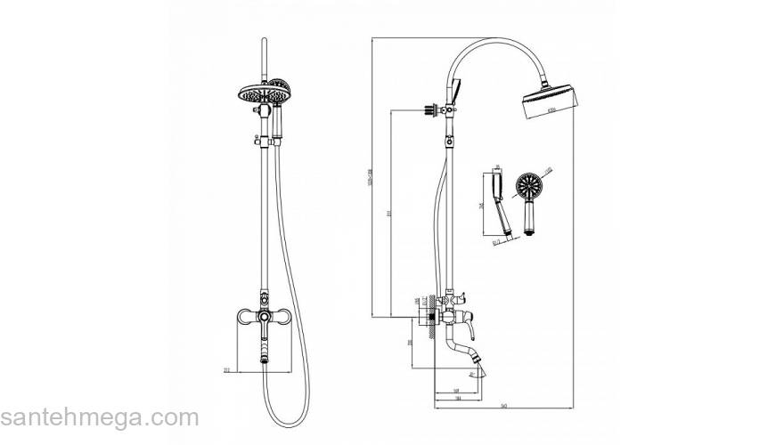 Смеситель для ванны с верхним душем Oldie IDDIS OLDSB3Fi06. Фото