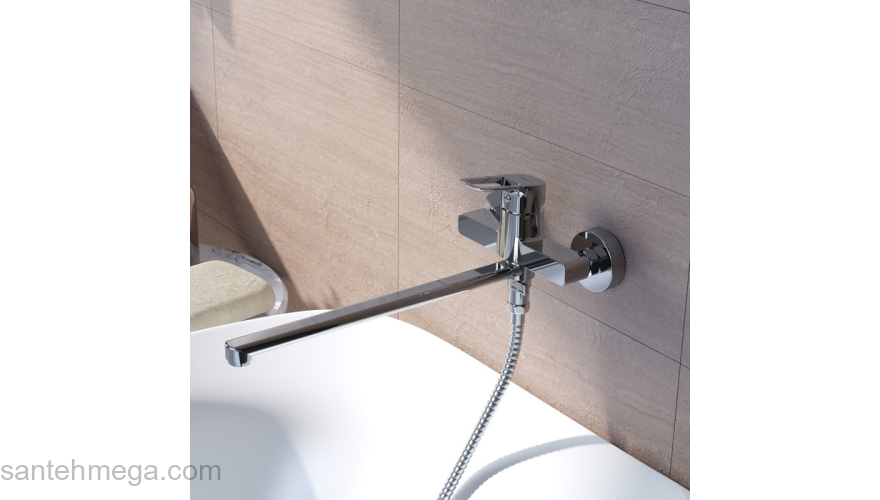 Смеситель для ванны с длинным изливом Spin IDDIS SPISBL2i10WA. Фото