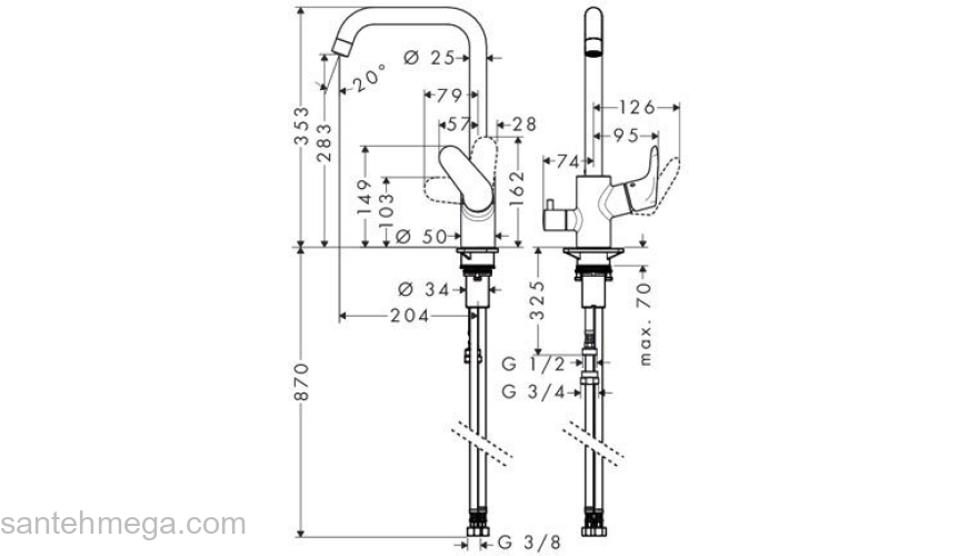 Смеситель для кухни Hansgrohe Focus E2 31823000. Фото