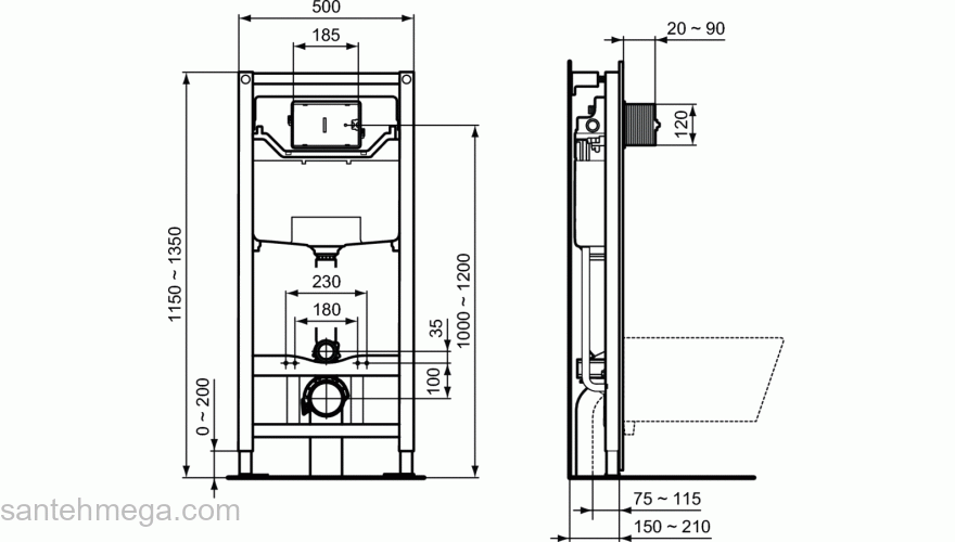 Инсталляция IDEAL STANDARD R020467 PROSYS FRAME 120 M. Фото