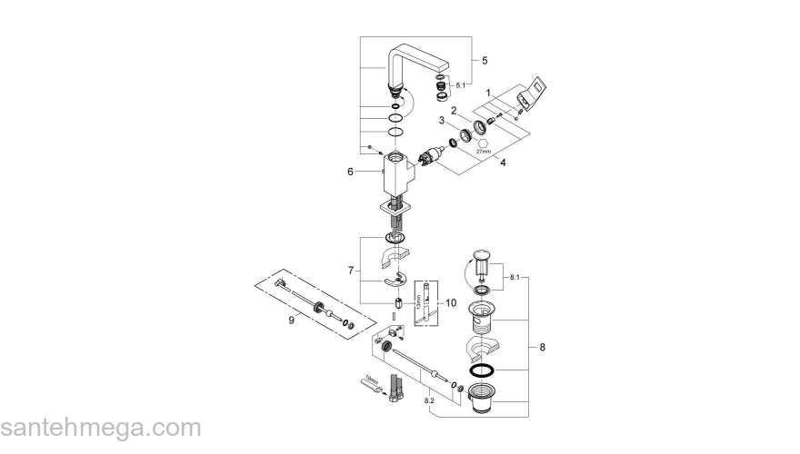 Смеситель для раковины GROHE Eurocube 2313500E. Фото