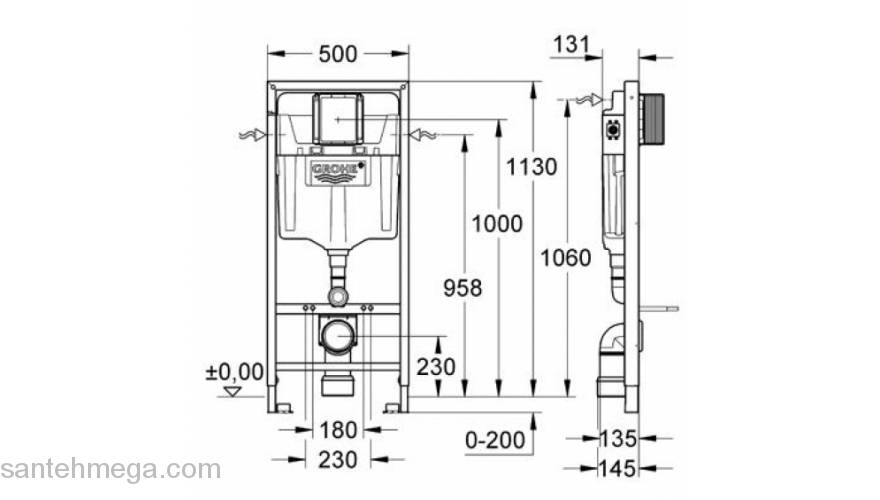 Инсталляция 5 в 1 в сборе для унитаза GROHE Rapid SL 38827000. Фото