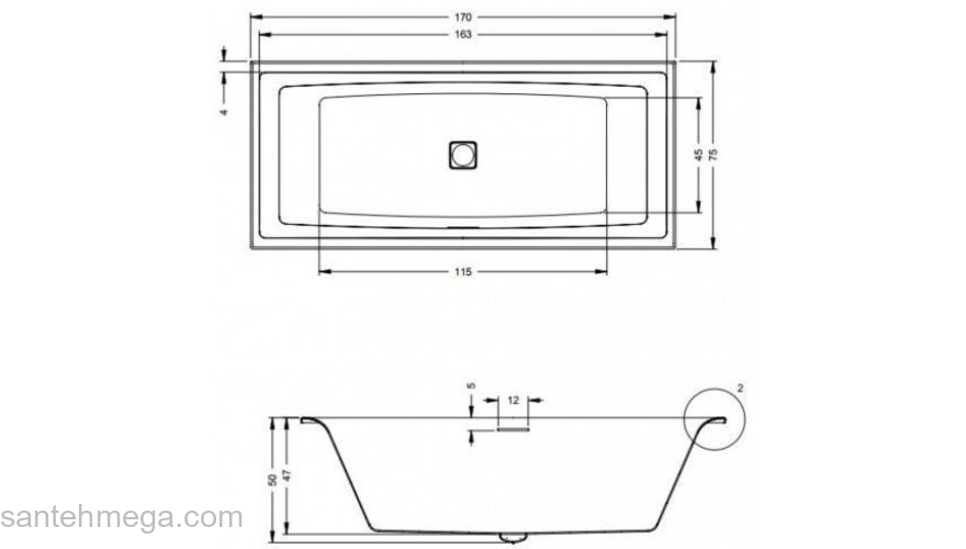 Акриловая ванна RIHO STILL SQUARE 170х75 BR0200500000000. Фото