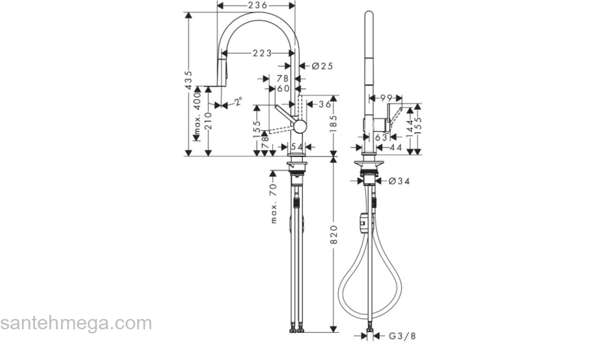 Смеситель для кухни с вытяжным душем Hansgrohe M54 Talis 210 72800000. Фото