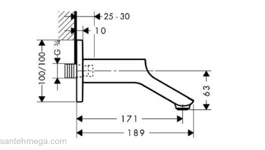 Излив для ванны AXOR Urquiola 171 мм 11430000. Фото